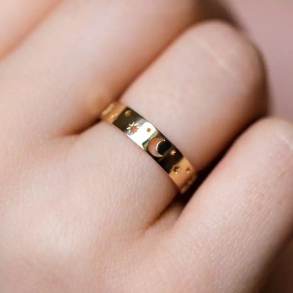 “My Moon, Sun & Stars” Sky Boho/Indie Band Ring - Picture 4 of 5